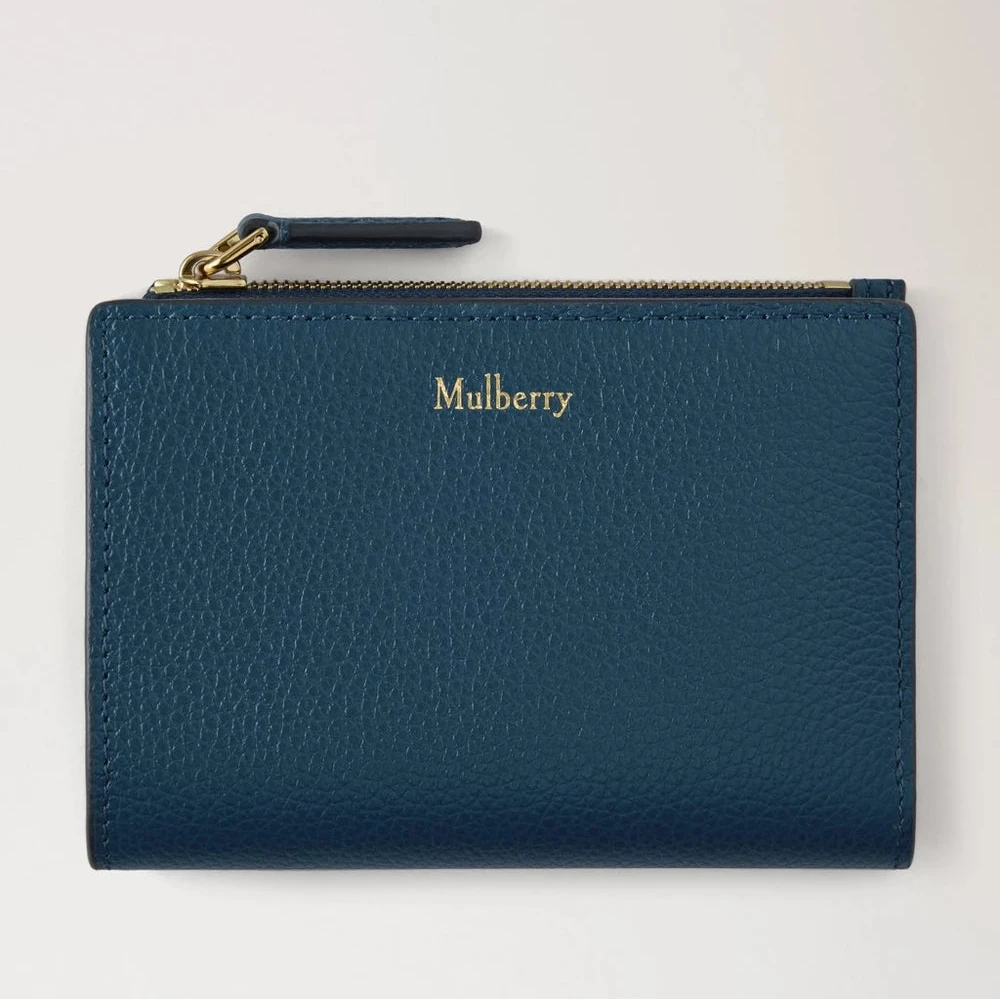 Mulberry Continental Bifold ritsportemonnee Out of the Blue Small Classic Grain 