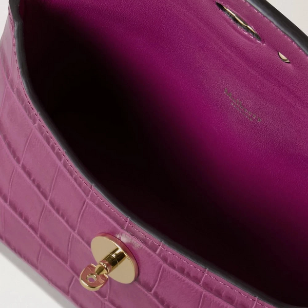 Mulberry Darley Cosmetic Pouch Orchid Bloom Shiny Small Croc