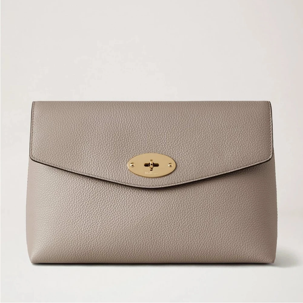Mulberry Grote Darley cosmetic pouch Cashmere Taupe Small Classic Grain 