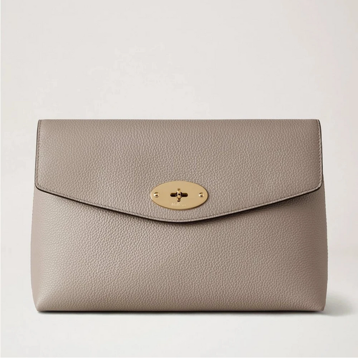 Mulberry Grote Darley cosmetic pouch Cashmere Taupe Small Classic Grain 