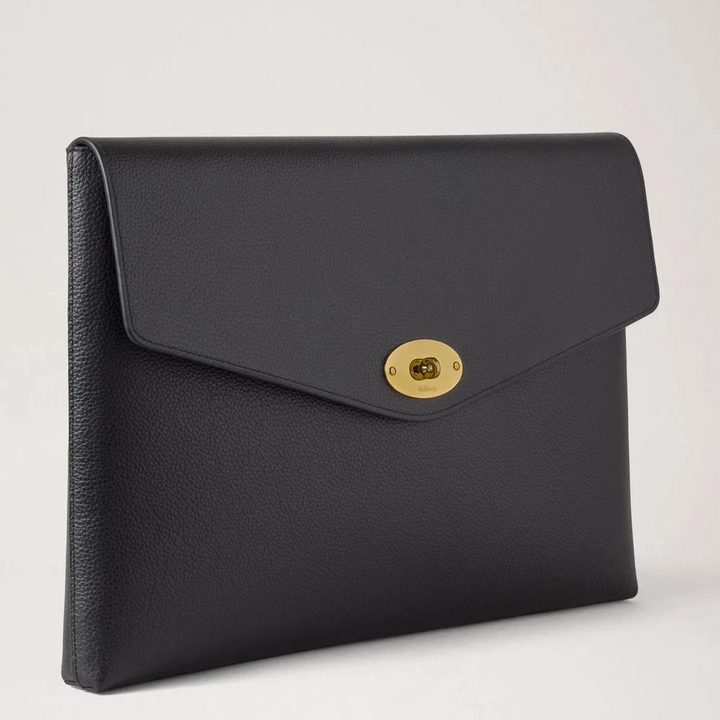 Mulberry Darley Envelope Pouch Black Small Classic Grain