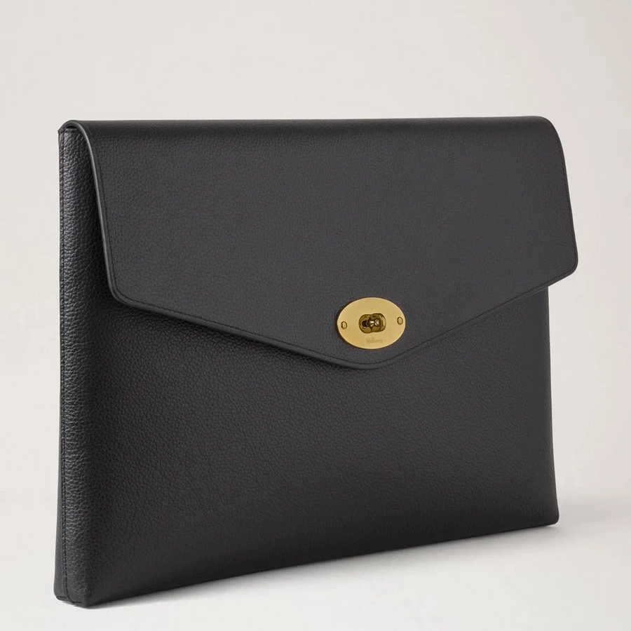 Mulberry Darley Envelope Pouch Black Small Classic Grain