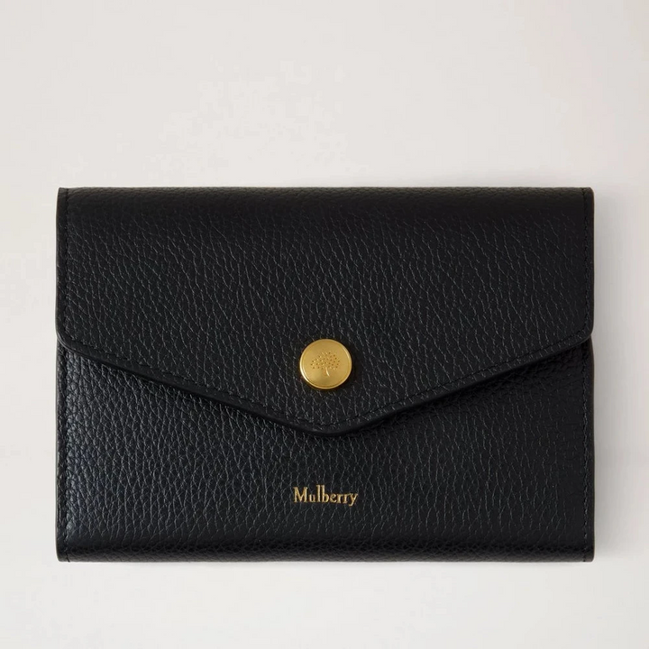 Mulberry Press Stud Wallet Black Small Classic Grain