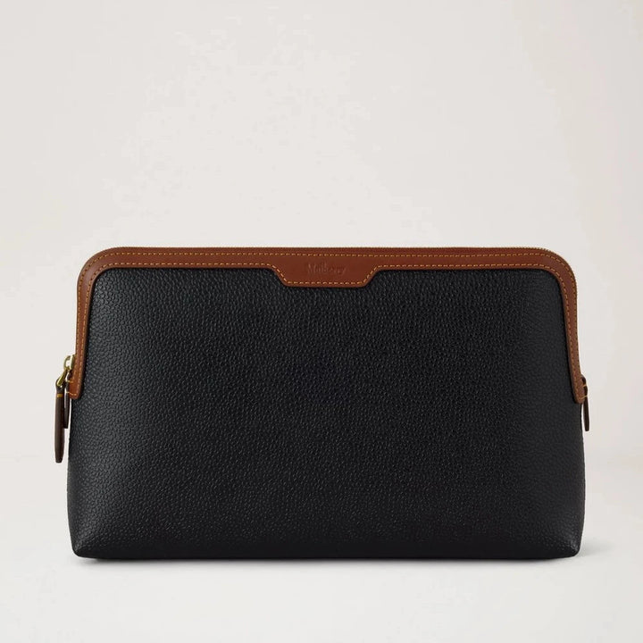 Mulberry Medium cosmetische pouch Scotchgrain Zwart-Cognac 
