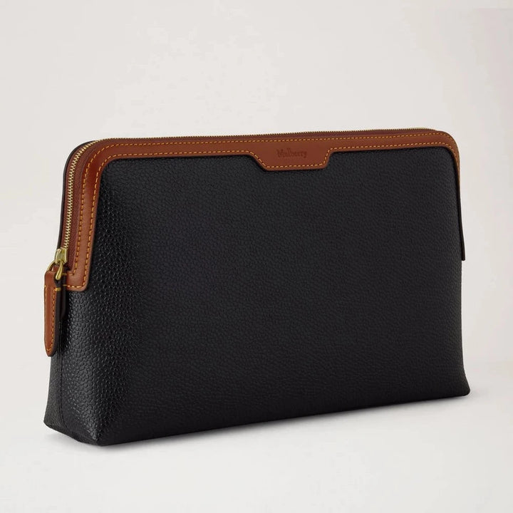 Mulberry Medium cosmetische pouch Scotchgrain Zwart-Cognac 