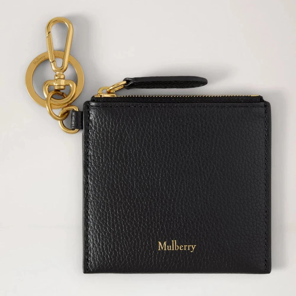 Mulberry Clip Zipped creditcardetui Zwart Small Classic Grain 