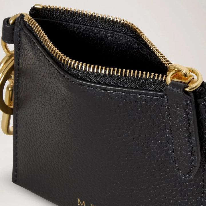 Mulberry Clip Zipped creditcardetui Zwart Small Classic Grain 