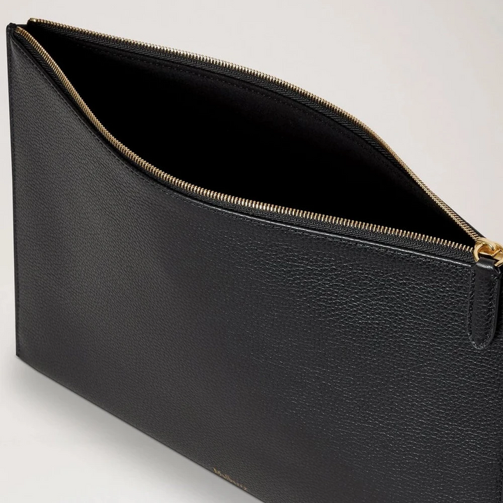 Mulberry Zipped Flat Pouch – Zwart leren document- en iPad-hoes 