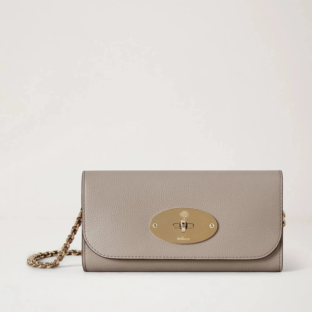 Mulberry Lily Chain Wallet Small Classic Grain Cashmere Taupe 