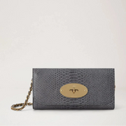 Mulberry Lily Kettingportemonnee Foggy Grey Waxed Snake Print 