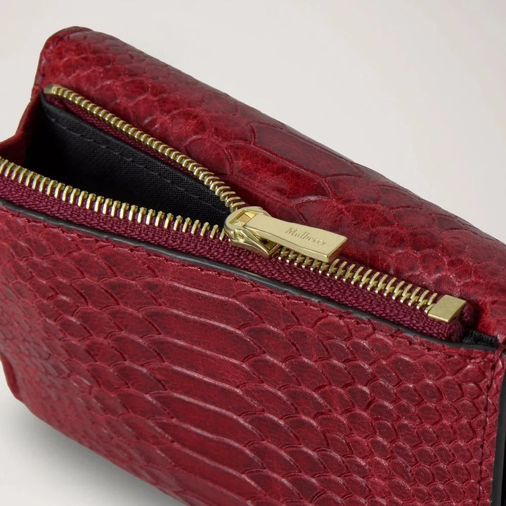 Mulberry Darley Gevouwen multicard portemonnee gewaxte slang Appelrood 