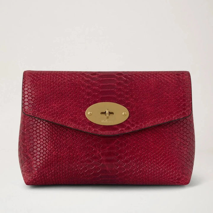Mulberry Darley Cosmetic Puoch Waxed Snake Appel Rood 
