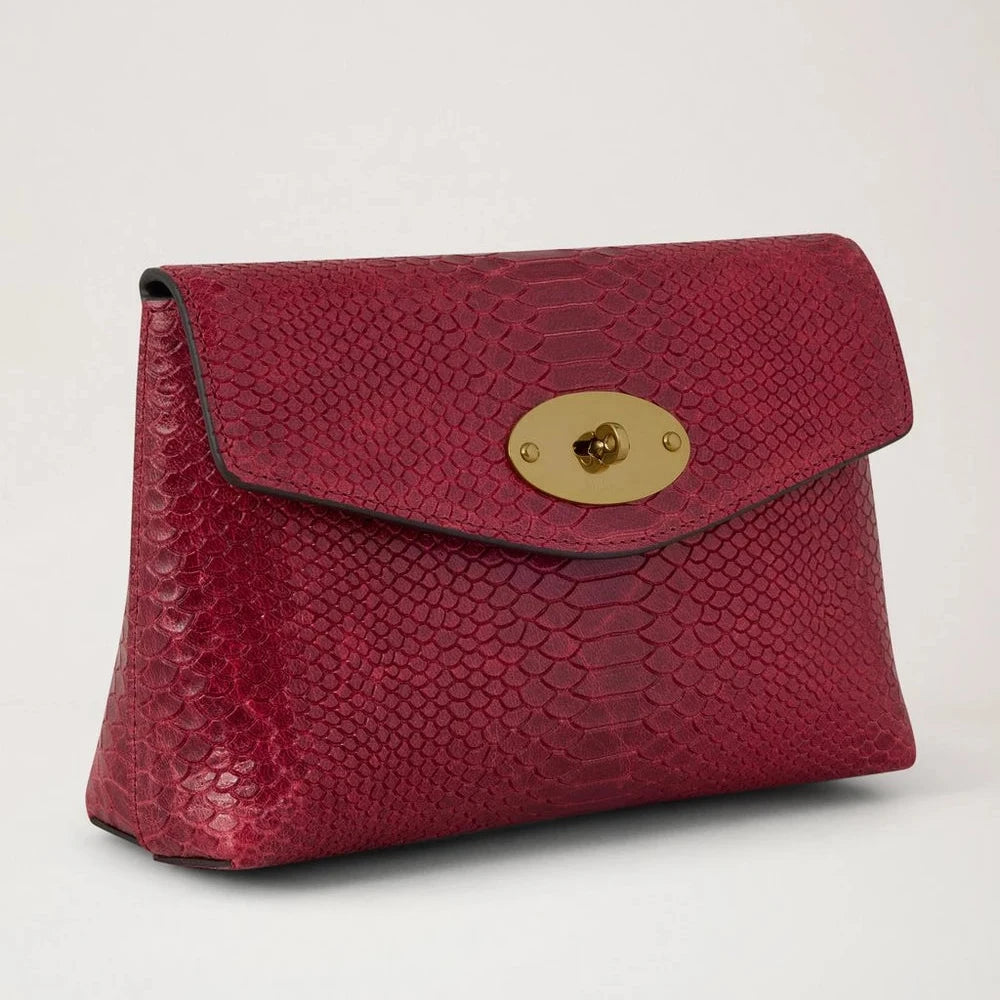 Mulberry Darley Cosmetic Puoch Waxed Snake Appel Rood 