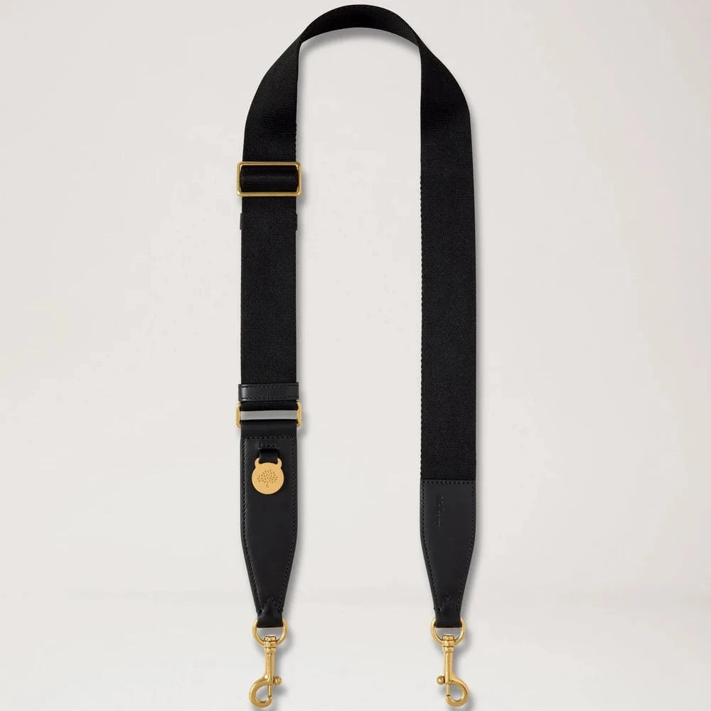 Mulberry Zwart medaillon plat leer en singelband