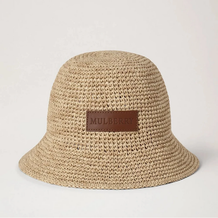 Mulberry Raffia Bucket Hat Natuurlijk 100% papierraffia 