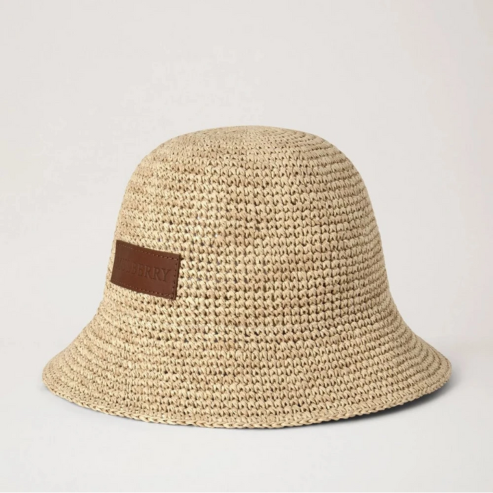 Mulberry Raffia Bucket Hat Natuurlijk 100% papierraffia 