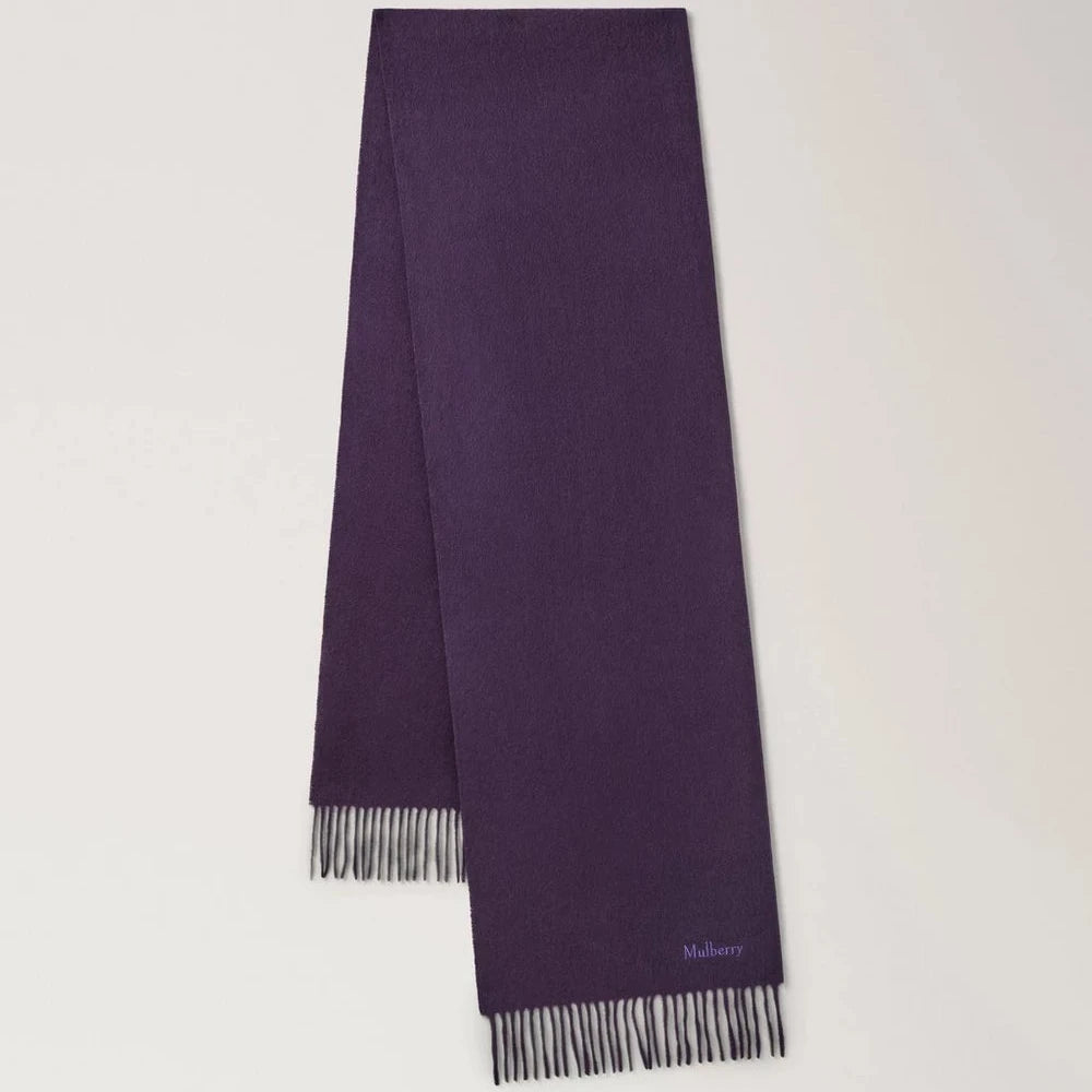 Mulberry Small Solid Merino Wool Scarf Deep Aubergine Merino Wool