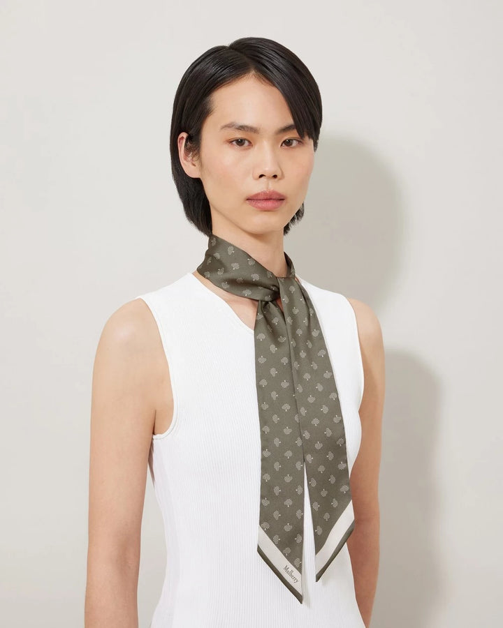 Mulberry Skinny Scarf - Mulberry Tree Linen Green Recycled Polyester