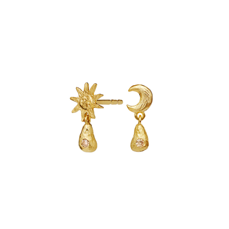 Maanesten Lainy Gold Plated Sun &amp; Moon Earrings