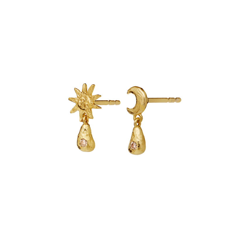 Maanesten Lainy Gold Plated Sun &amp; Moon Earrings