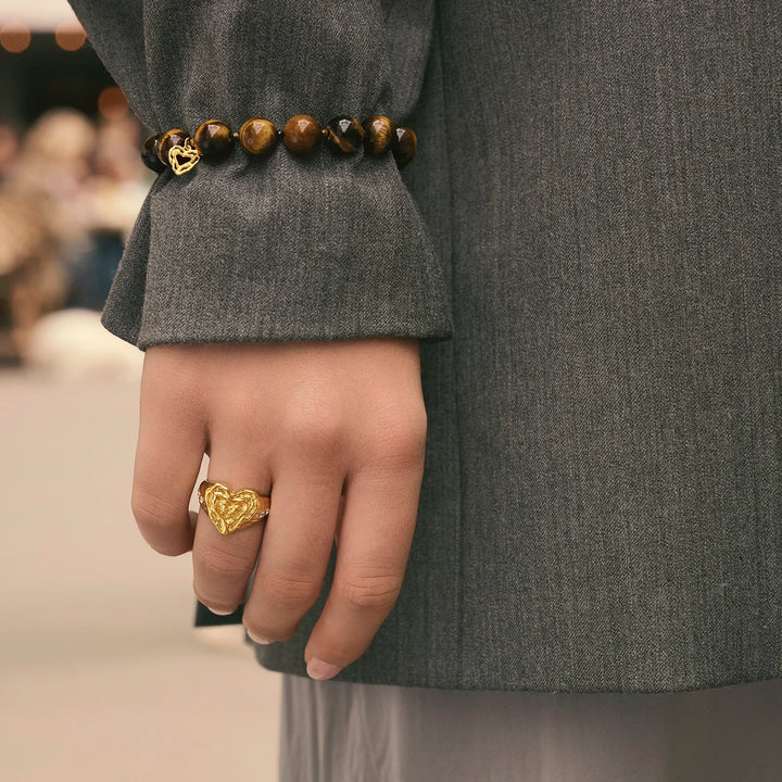 Maanesten Mary verguld armband met tijgeroogparels 