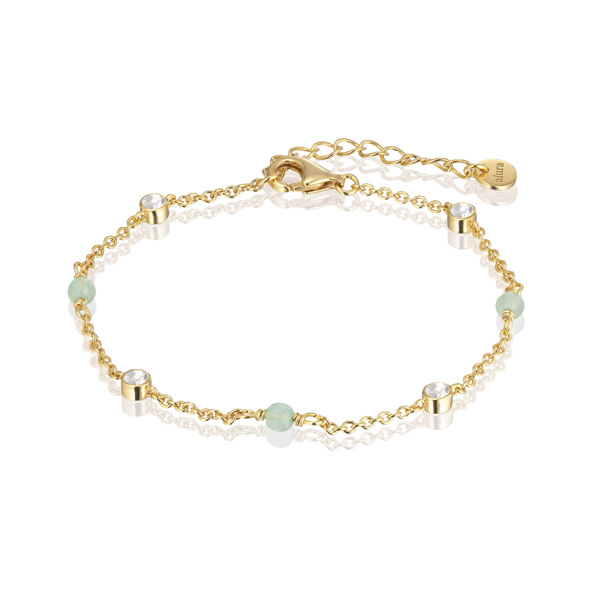 Alura Ocean Verguld armband met aventurijn en zirkonia – MB0508-1