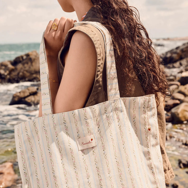 Canvas Totebag Zomer Strepen Blauw