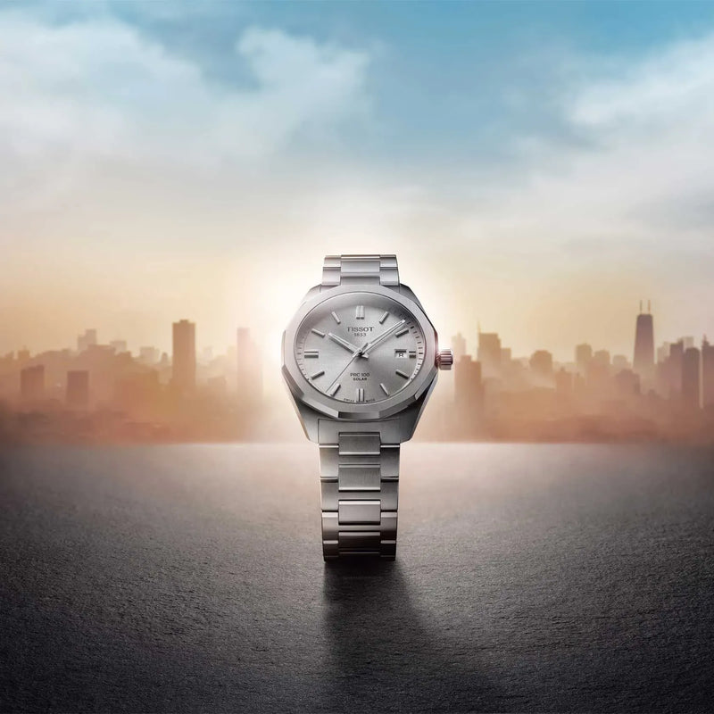 TISSOT PRC 100 SOLAR QUARTZ 39MM SILVER