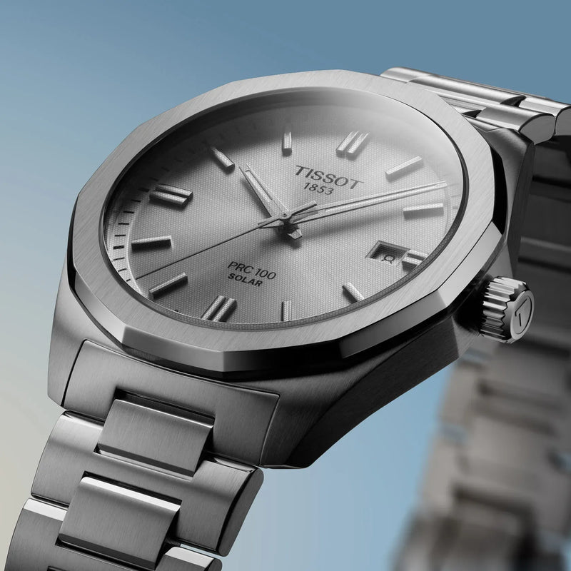 TISSOT PRC 100 SOLAR QUARTZ 39MM SILVER