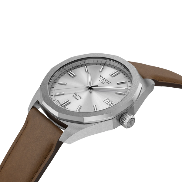 TISSOT PRC 100 SOLAR QUARTZ 39MM BROWN LEATHER STRAP