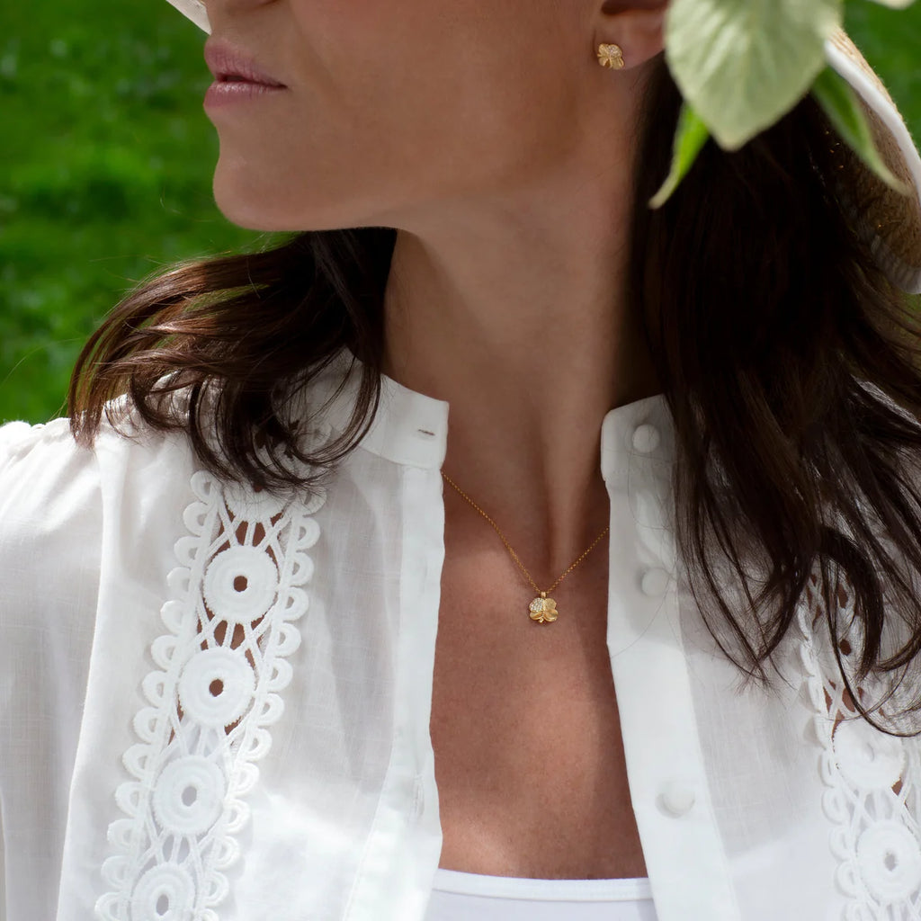 Flora Danica Four Leaf Clover Necklace Pope Gold Plated