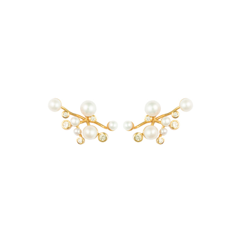 Vincent Venus Symphony Gold Plated Earrings w. Pearls
