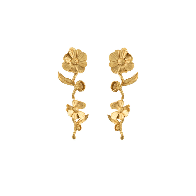 Vincent Wildflower Unfurl Gold Plated Earrings