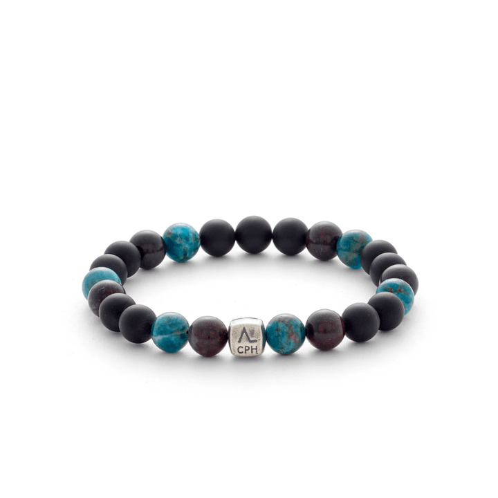 Alexander Lynggaard Armband Rome 8 mm met blauwe en zwarte parels en zilveren detail, Model c10323-001-1.