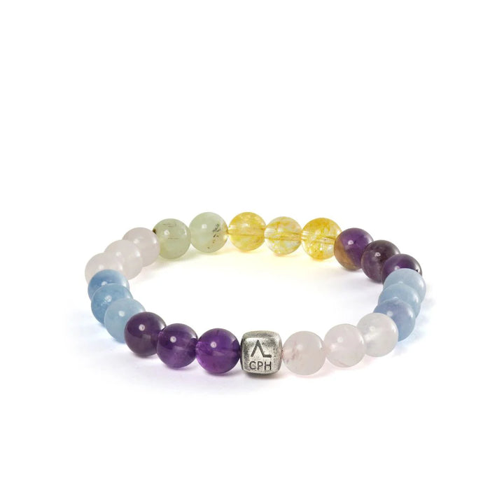 Alexander Lynggaard Armband Saint Tropez 8 mm met veelkleurige stenen kralen en zilveren detail, Model C10560-001-1.