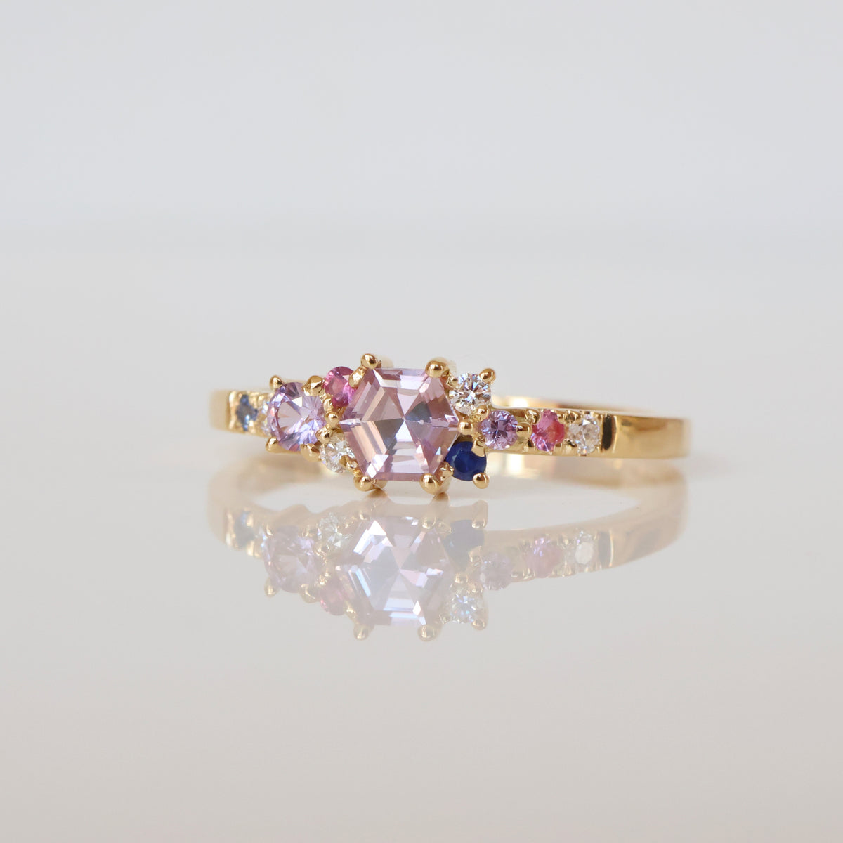 Anpe Atelier Varnaya Kuda Ring 18kt goud op maat gemaakt met veelkleurige edelstenen, Model27-custom1-001-1