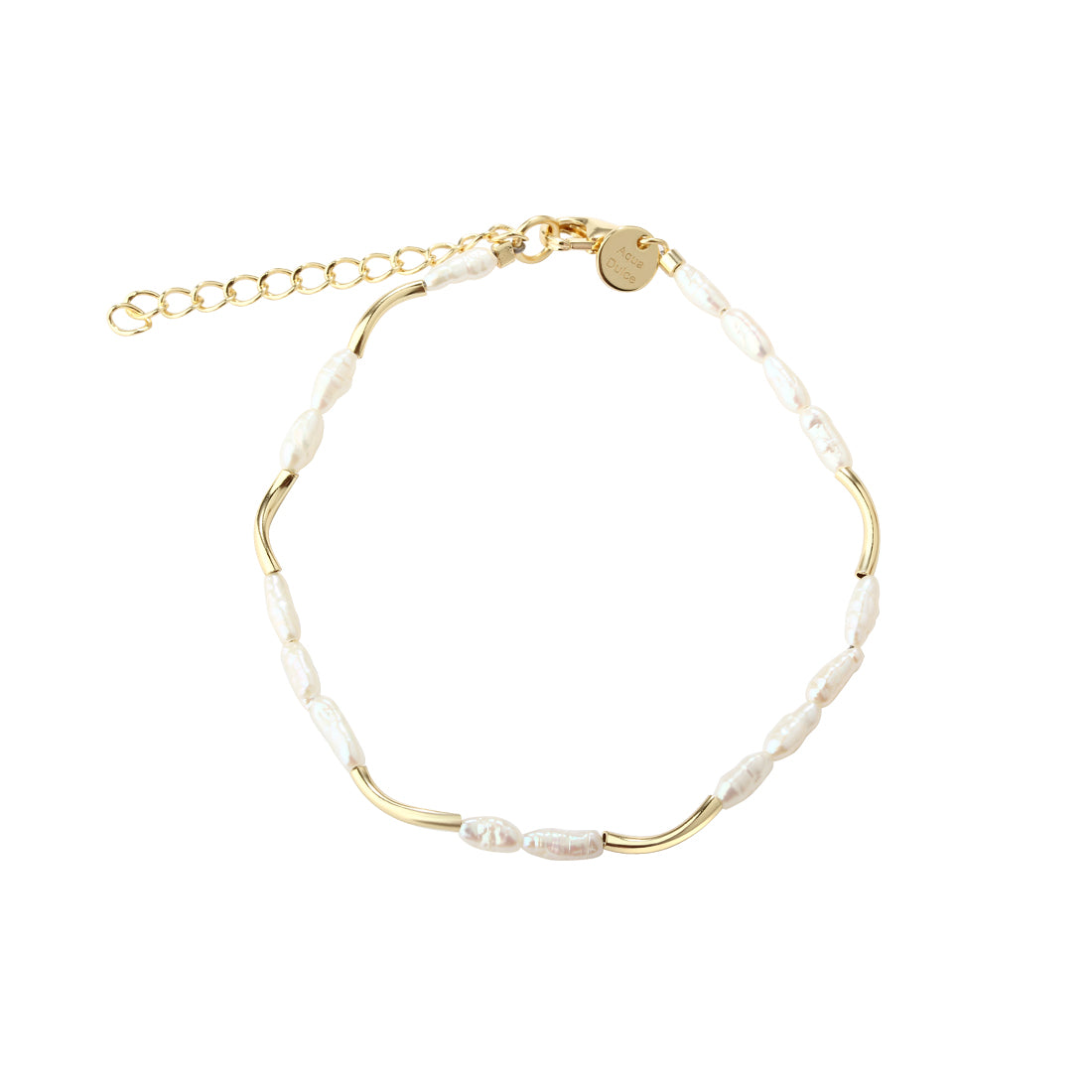 Aqua Dulce Alura Witte armband in verguld zilver met kleine witte parels, elegant design. Model 6325-1