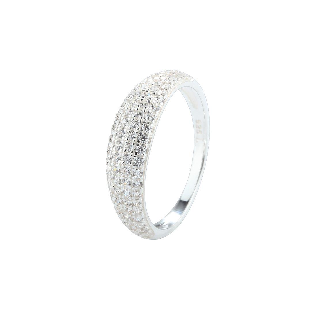 Aqua Dulce Darling Emma Ring Zilver met glanzend oppervlak en fonkelende stenen, Model 6045-6045-001-1.