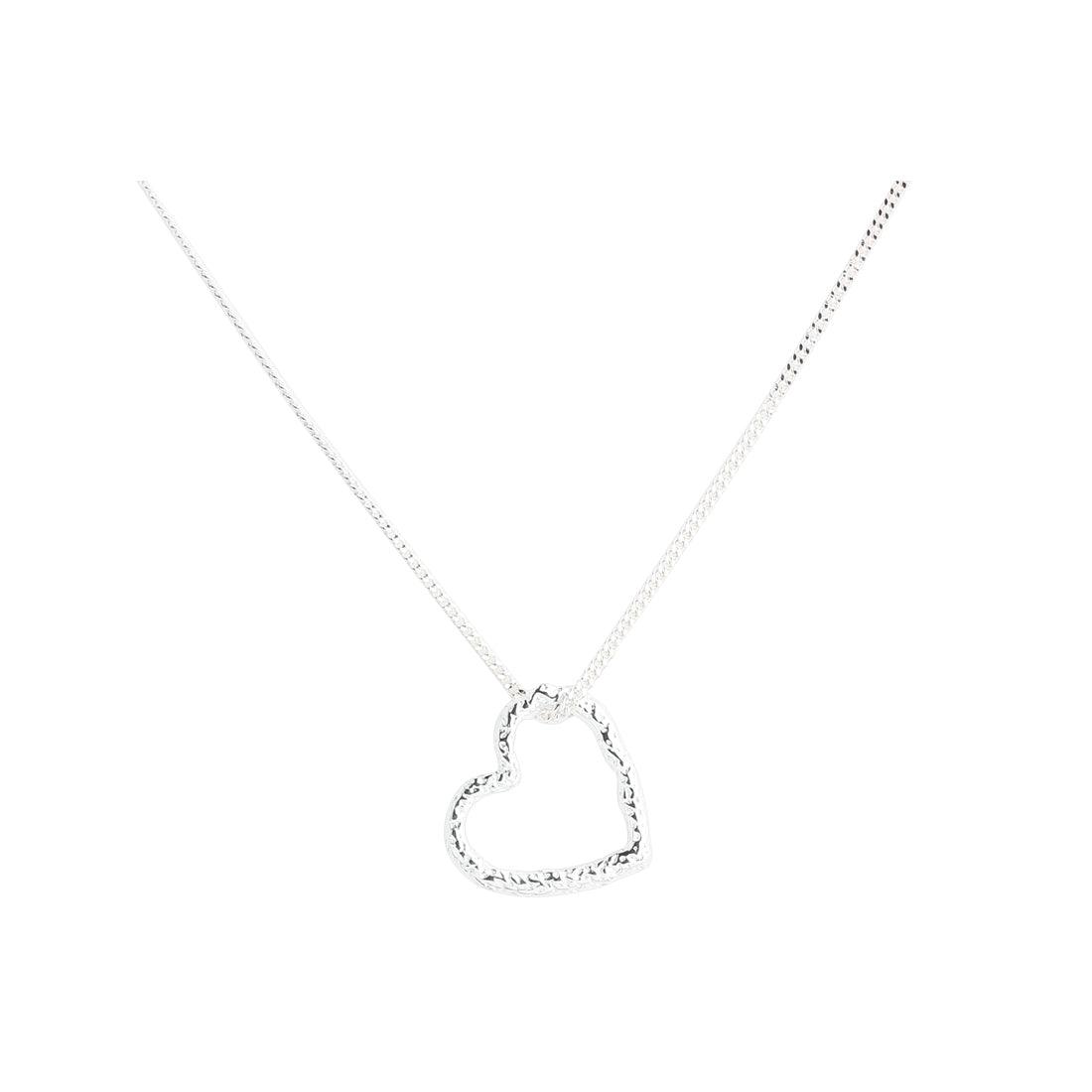 Aqua Dulce Love Me ketting in zilver met open harthanger aan enkele ketting, model 6081-1.
