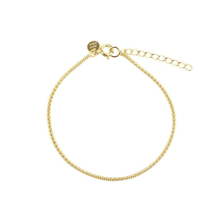 Aqua Dulce Popcorn Armband verguld afgebeeld als enkele, fijne gouden armband met verstelbare ketting. Model6012-6012-1