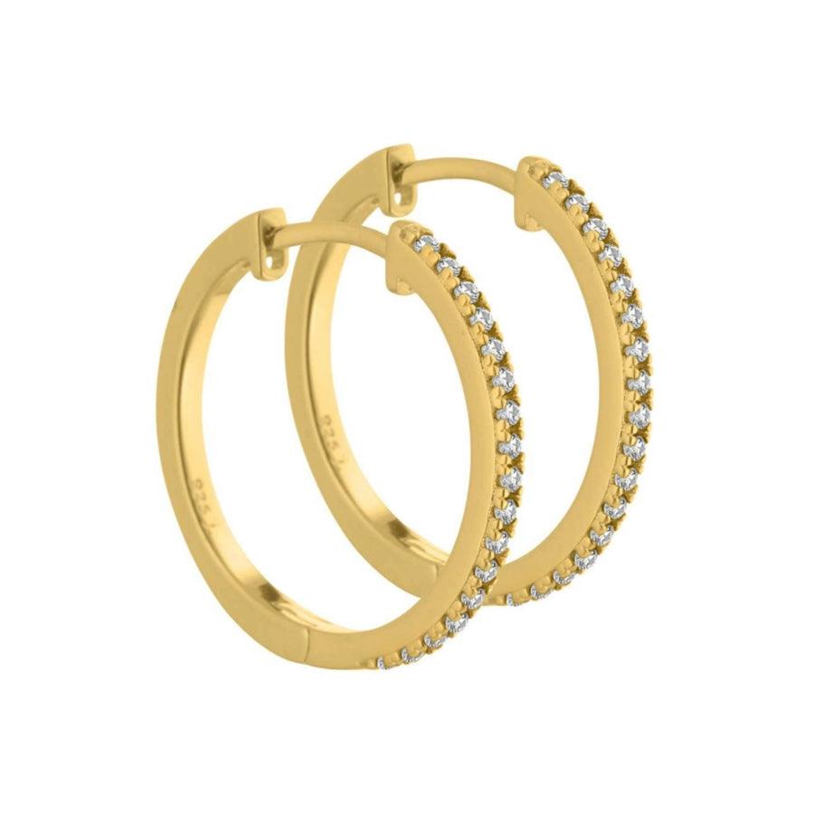 Aqua Dulce Raya Creole Silver Plated toont elegante vergulde creolen met heldere stenen. Model 4548-4548-1.