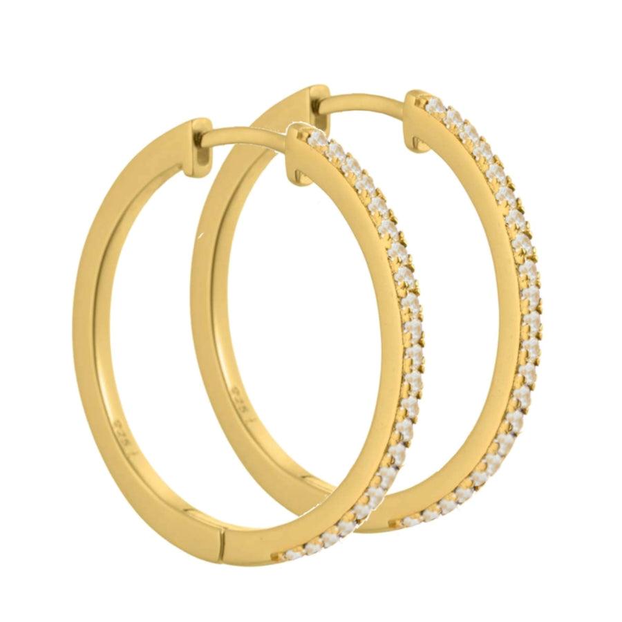 Aqua Dulce Raya Creol Verzilverde, elegante gouden oorbellen met heldere stenen, Model 4550-4550-1