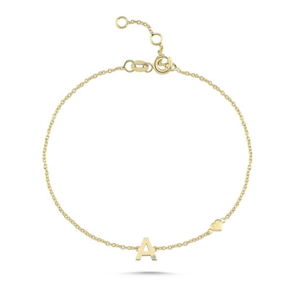 Nuran Letter Armband A-W – 14 karaat goud m. diamant – B2200RG-0005-001