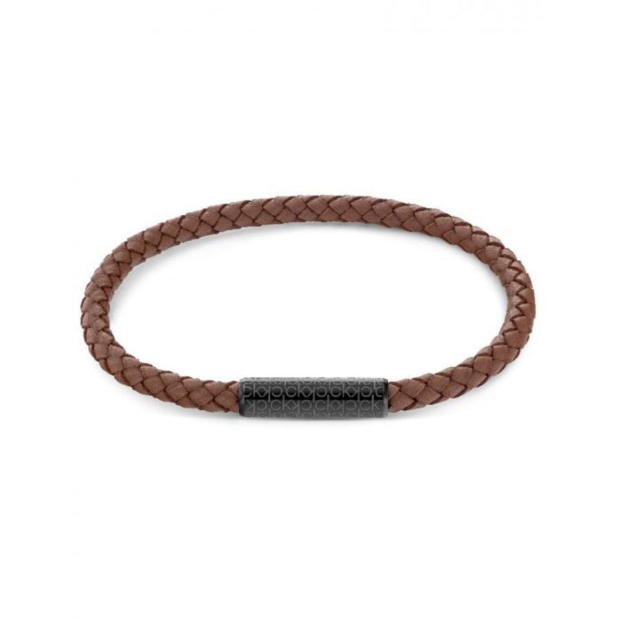 Calvin Klein Braided Bracelet 19,5cm brun læder stål - 7613272464062 - Armbånd - 7613272464062