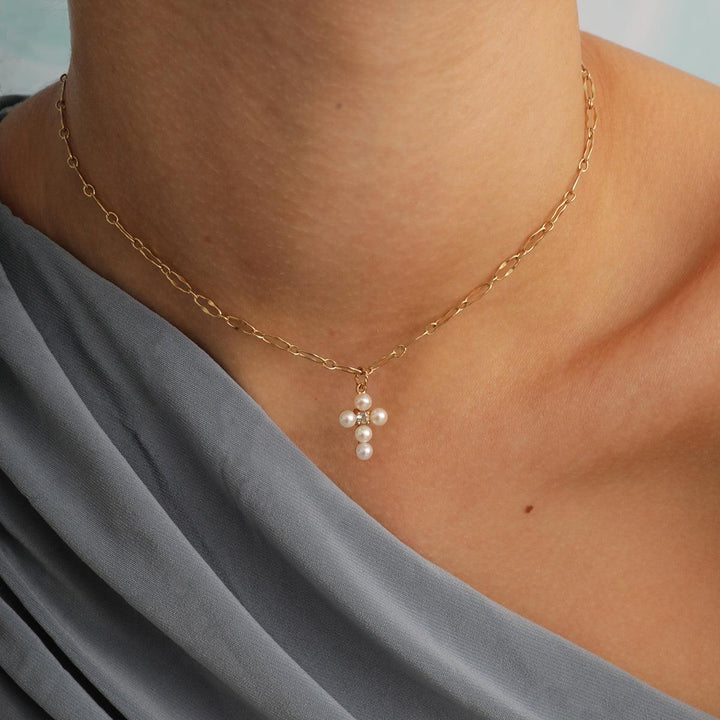 carre hanger met parel en prasioliet, elegante hanger in goud met parel en lichtgroene steen aan hals FL4461PRSBI-2 Model FL4461PRSBI-2