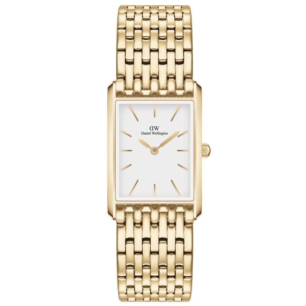 Daniel Wellington Bound 9 Link Gold Wit vierkant dameshorloge met witte wijzerplaat en gouden schakel. ModelADW00100705