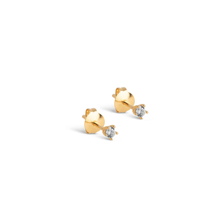 enamel Clara studs in verguld zilver, klassieke kleine studs met heldere steen, model E433G-1