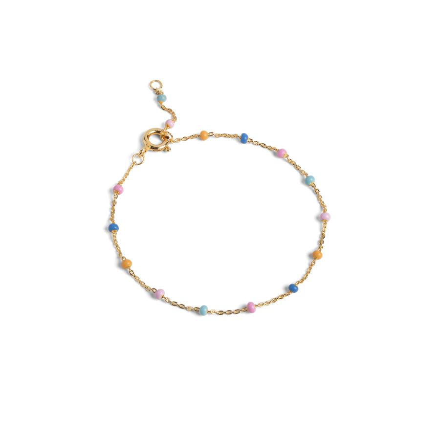 Enamel Lola Armband B66G Lolly, delicate gouden armband met kleine kleurrijke parels, Model B66G Lolly-1