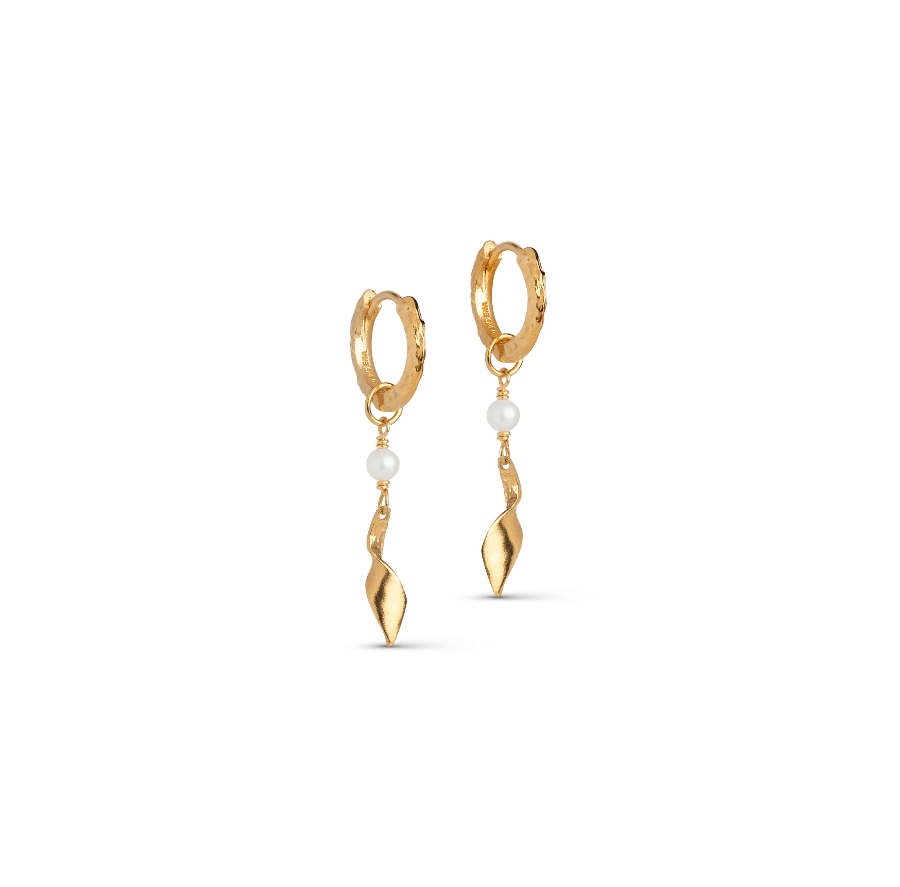 Enamel May Pearls Hoops sølvforgyldt - E366GM - Øreringe - E366GM