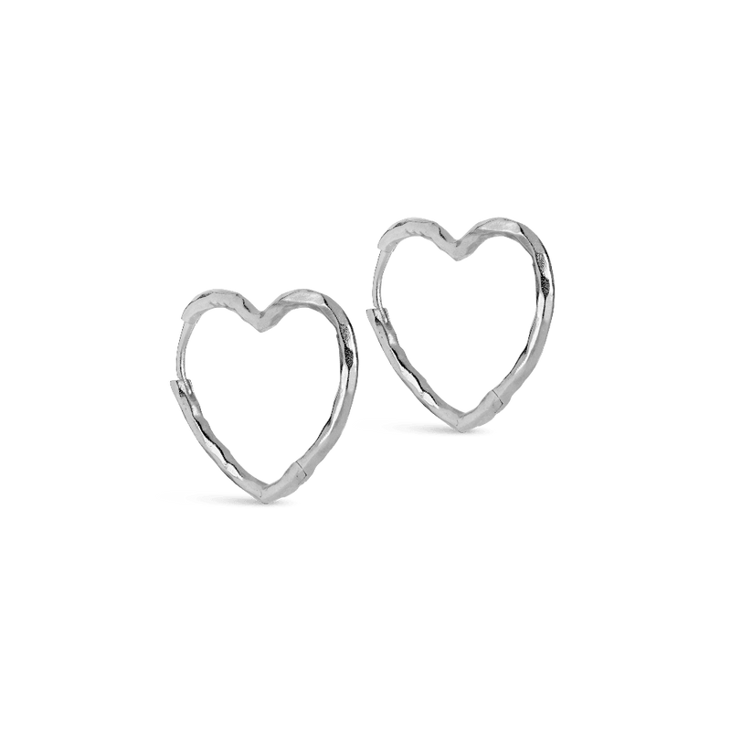 Enamel Organic Heart Medium Hoops i Sølv - Øreringe - E414SM